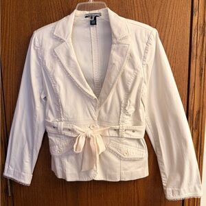 Willi Smith Cream Blazer with Tie-Front